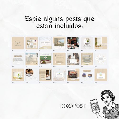 Posts Editáveis para Decoração e Interiores | 35 posts prontos