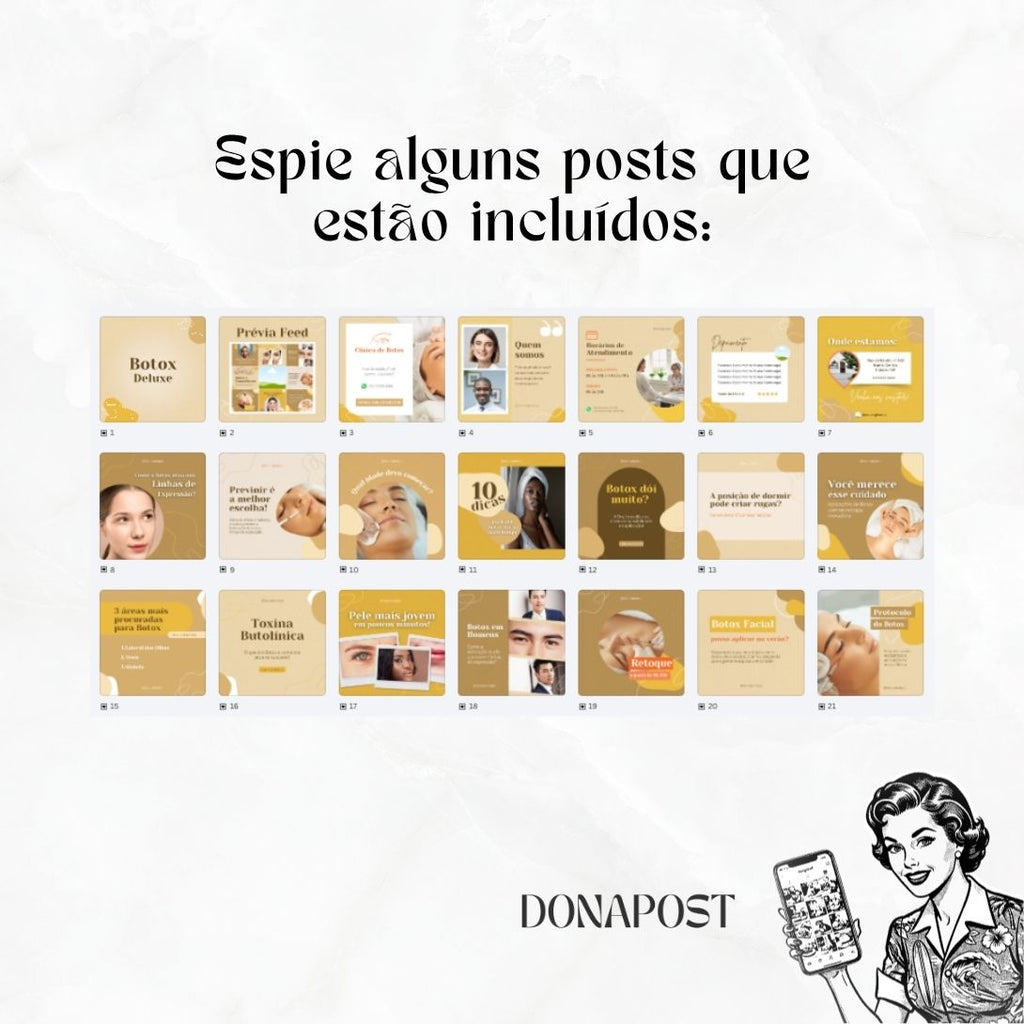 Posts Editáveis para Botox | 35 posts prontos