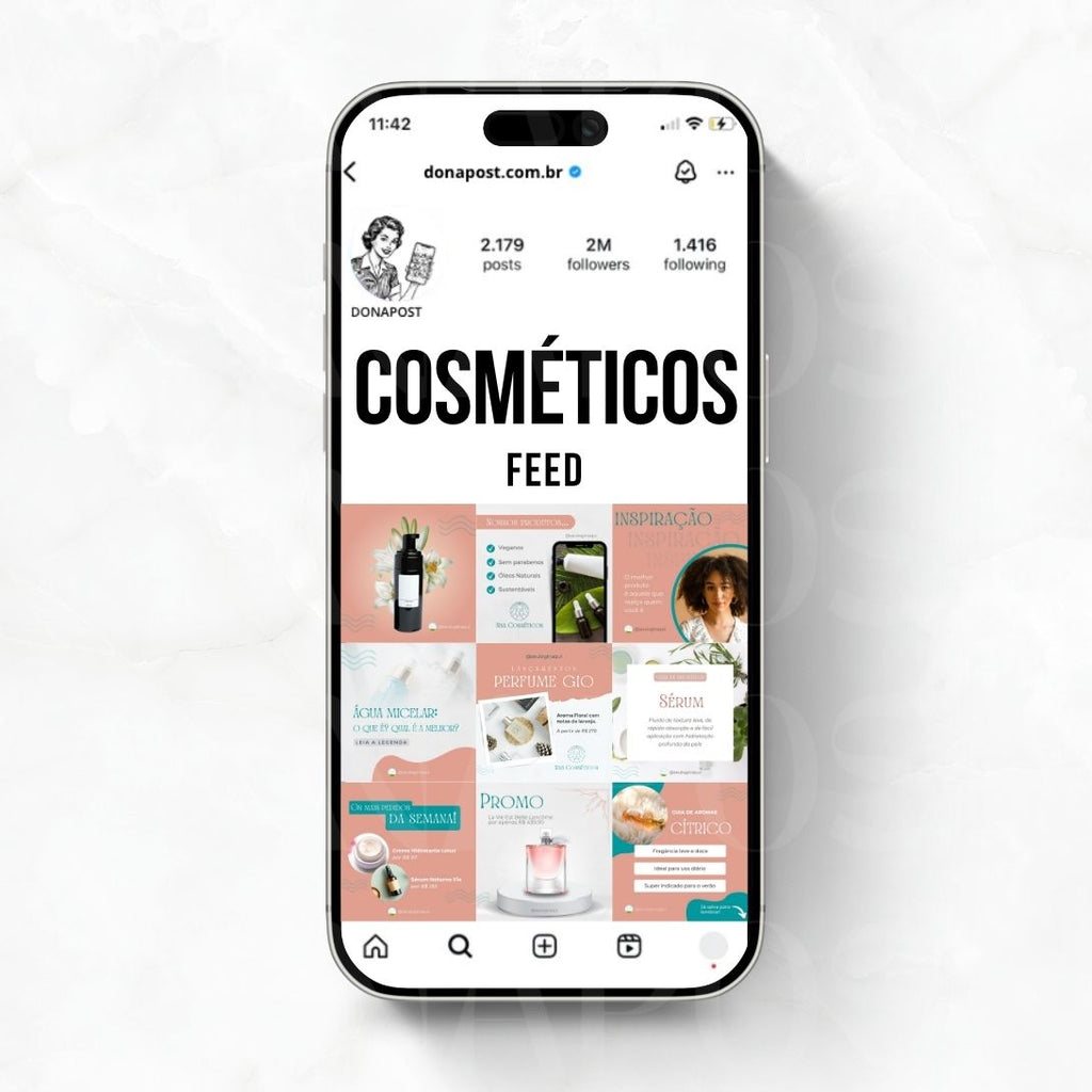 Posts Editáveis para Cosméticos e Perfumaria | 35 posts prontos