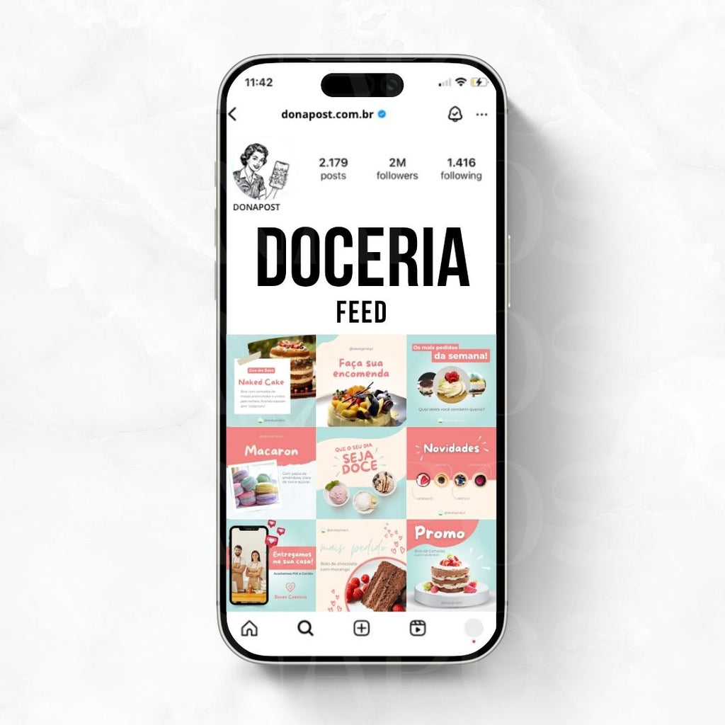 Posts Editáveis para Doceria | 35 posts prontos