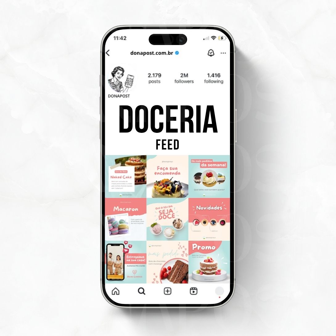 Posts Editáveis para Doceria | 35 posts prontos