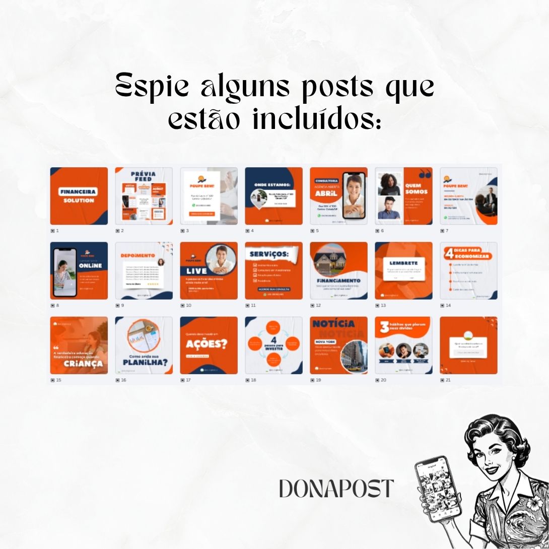 Posts Editáveis para Financeira | 35 posts prontos