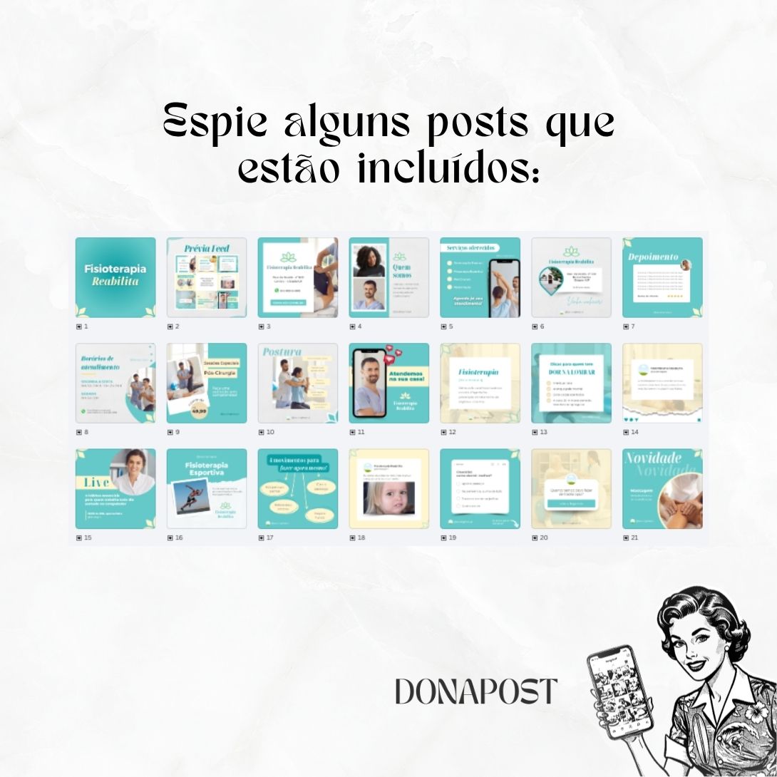 Posts Editáveis para Fisioterapia | 35 posts prontos