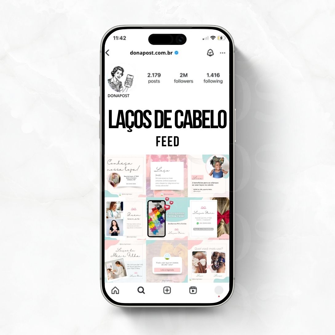 Posts Editáveis para Laços de Cabelo | 35 posts prontos