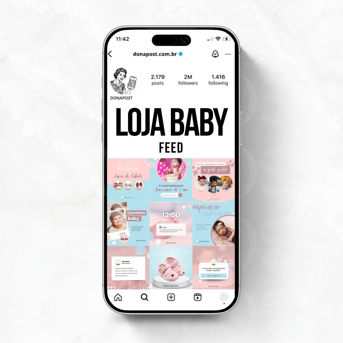 Posts Editáveis para Loja Baby | 35 posts prontos