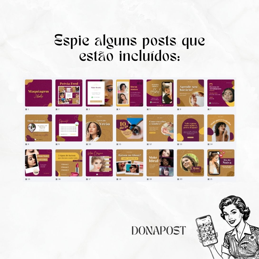 Posts Editáveis para Maquiagem | 35 posts prontos