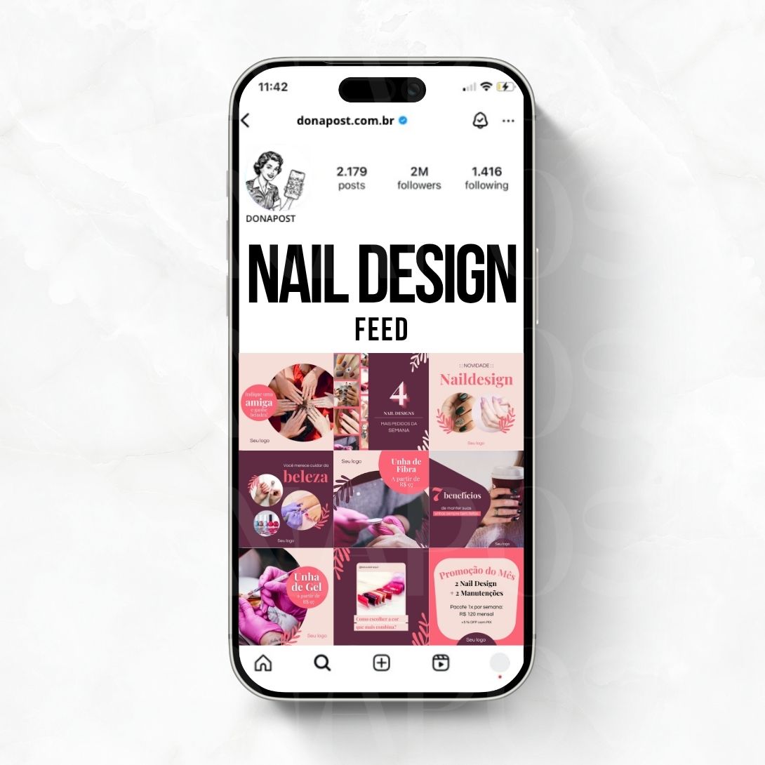 Posts Editáveis para Nail Design | 35 posts prontos