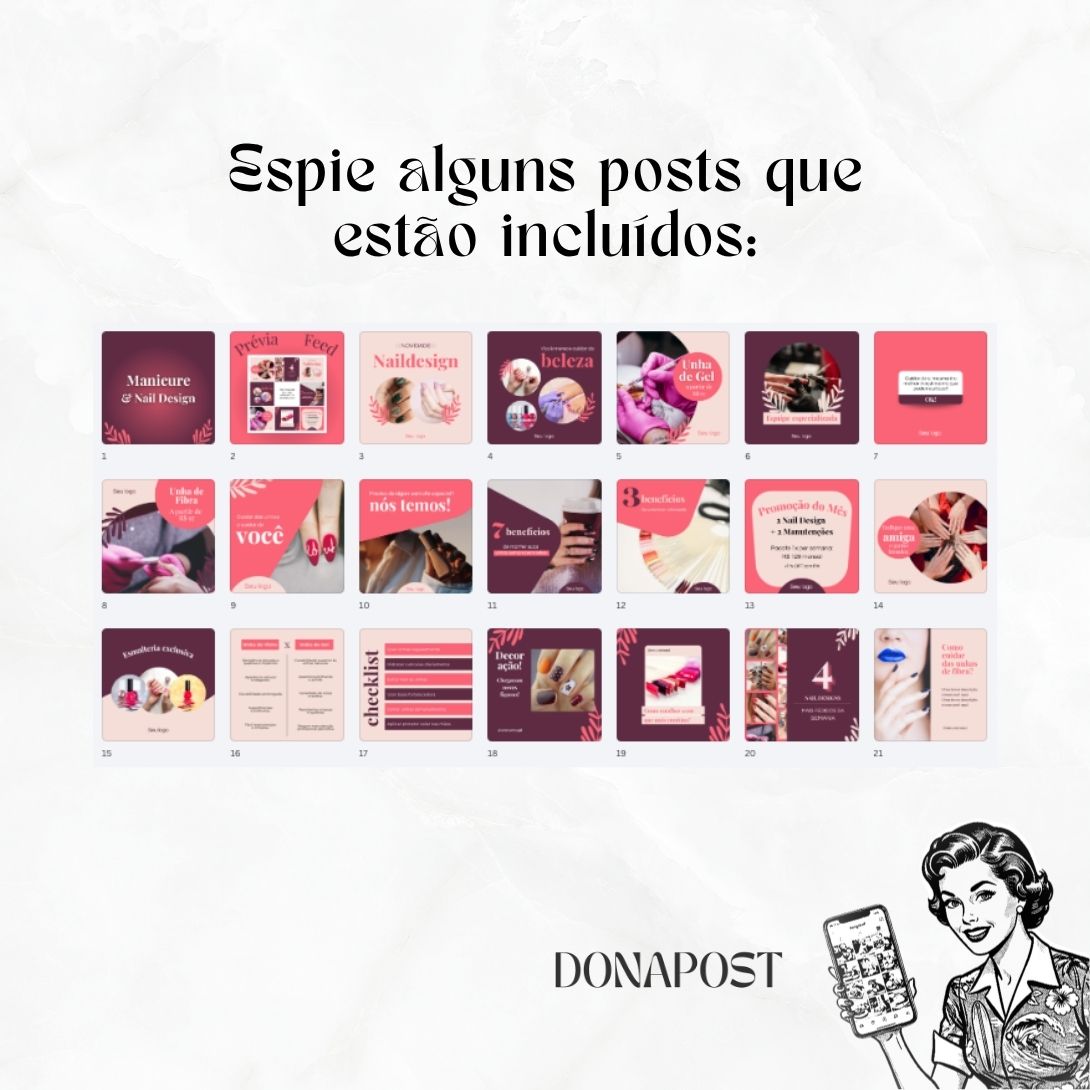 Posts Editáveis para Nail Design | 35 posts prontos