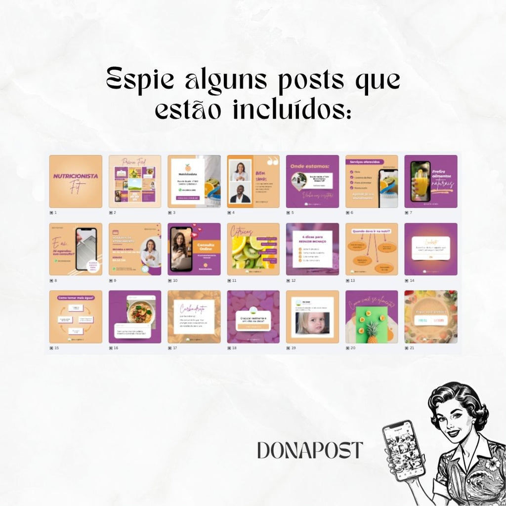 Posts Editáveis para Nutricionista | 35 posts prontos
