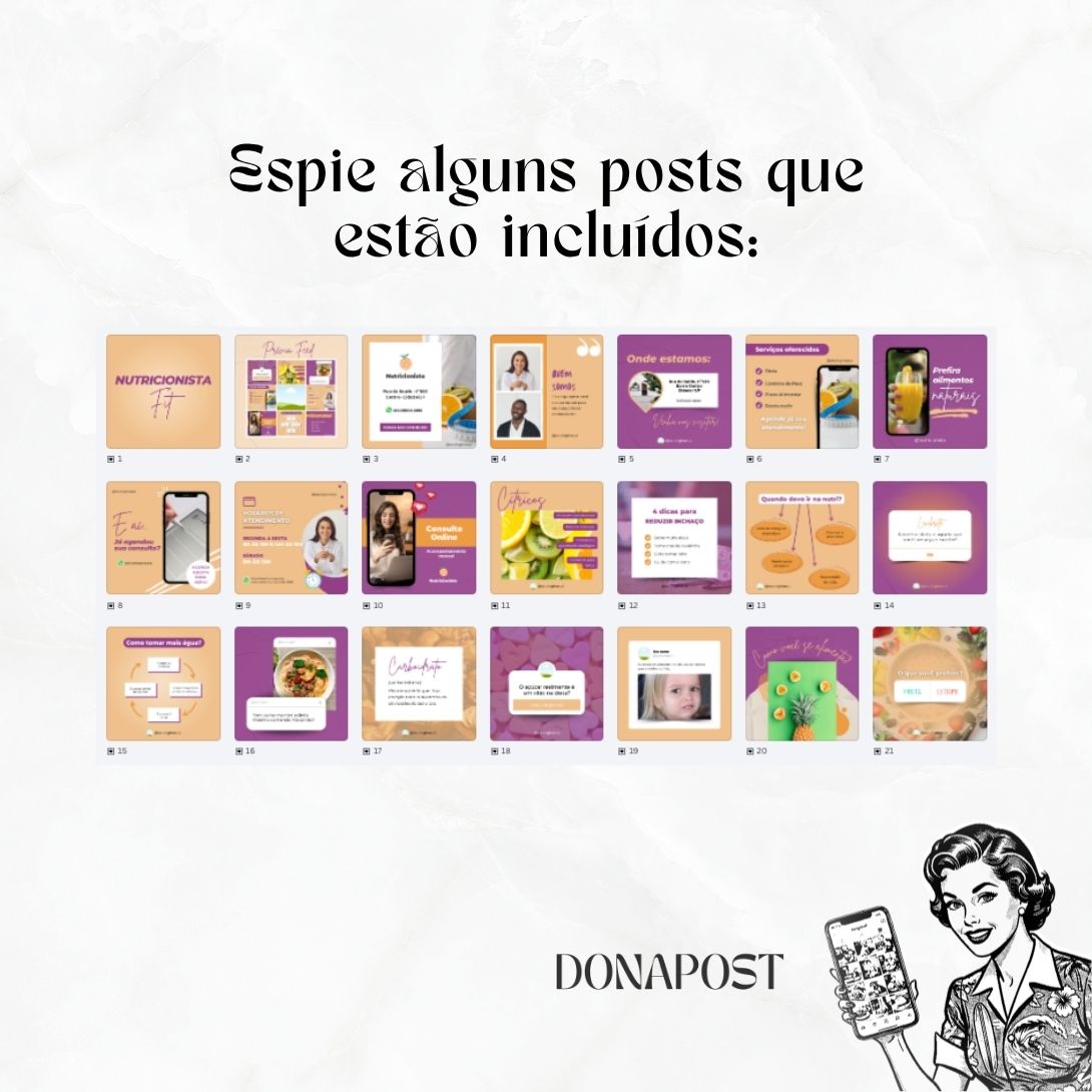 Posts Editáveis para Nutricionista | 35 posts prontos