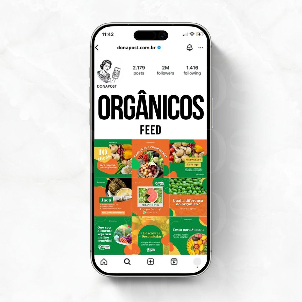 Posts Editáveis para Orgânicos | 35 posts prontos