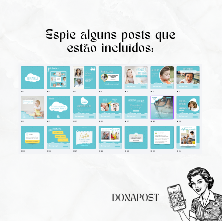 Posts Editáveis para Pediatria | 35 posts prontos