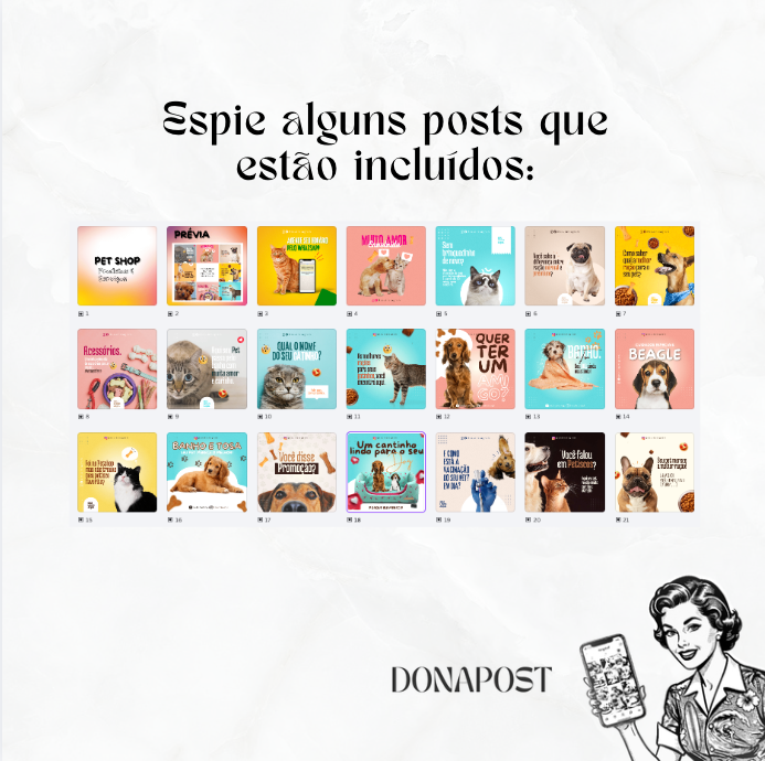 Posts Editáveis para Pet Shop - Produtos e Serviços | 35 posts prontos