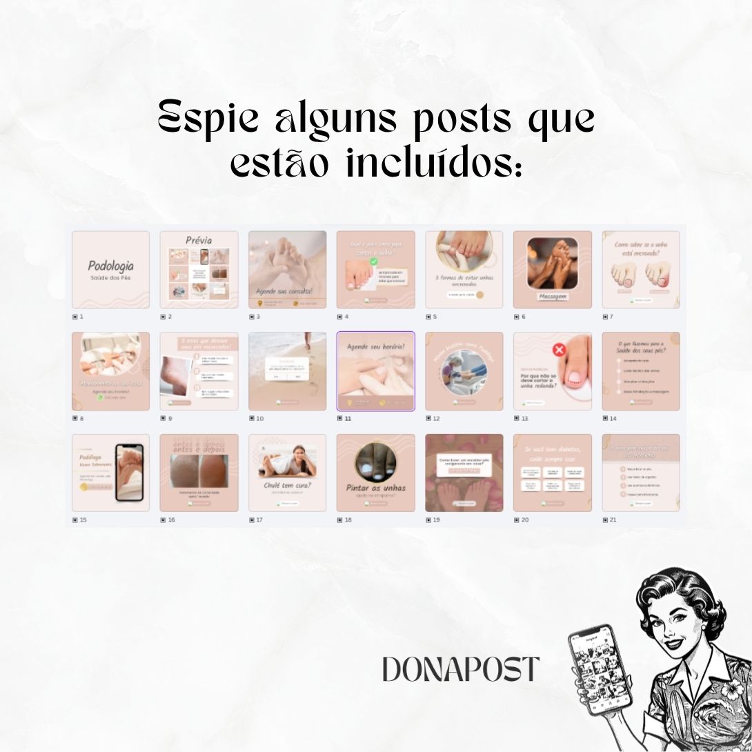 Posts Editáveis para Podologia | 35 posts prontos
