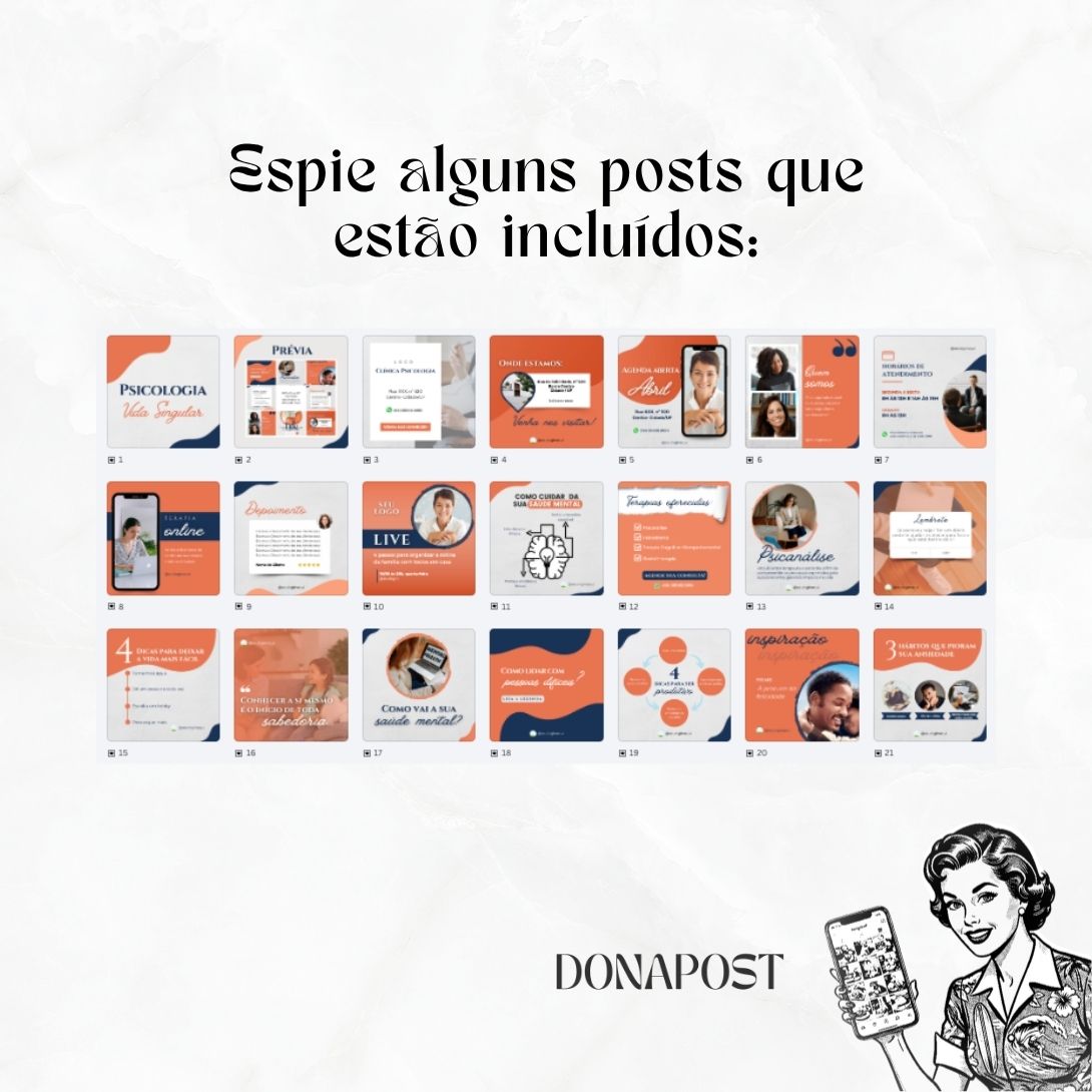 Posts Editáveis para Psicologia | 35 posts prontos
