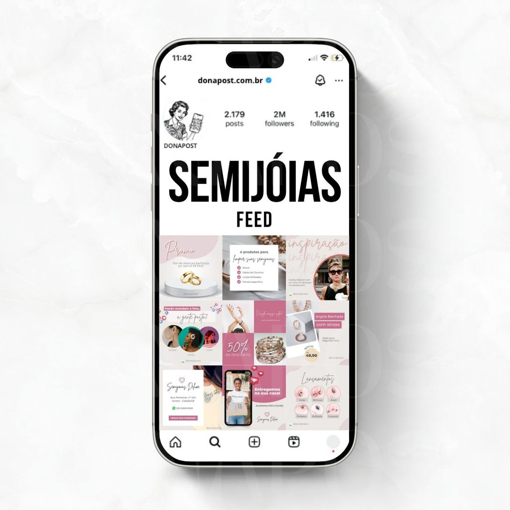 Posts Editáveis para Semijóias | 35 posts prontos