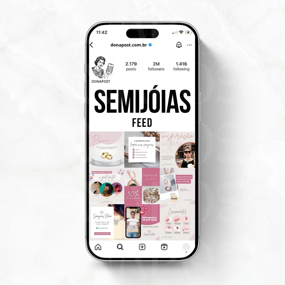 Posts Editáveis para Semijóias | 35 posts prontos