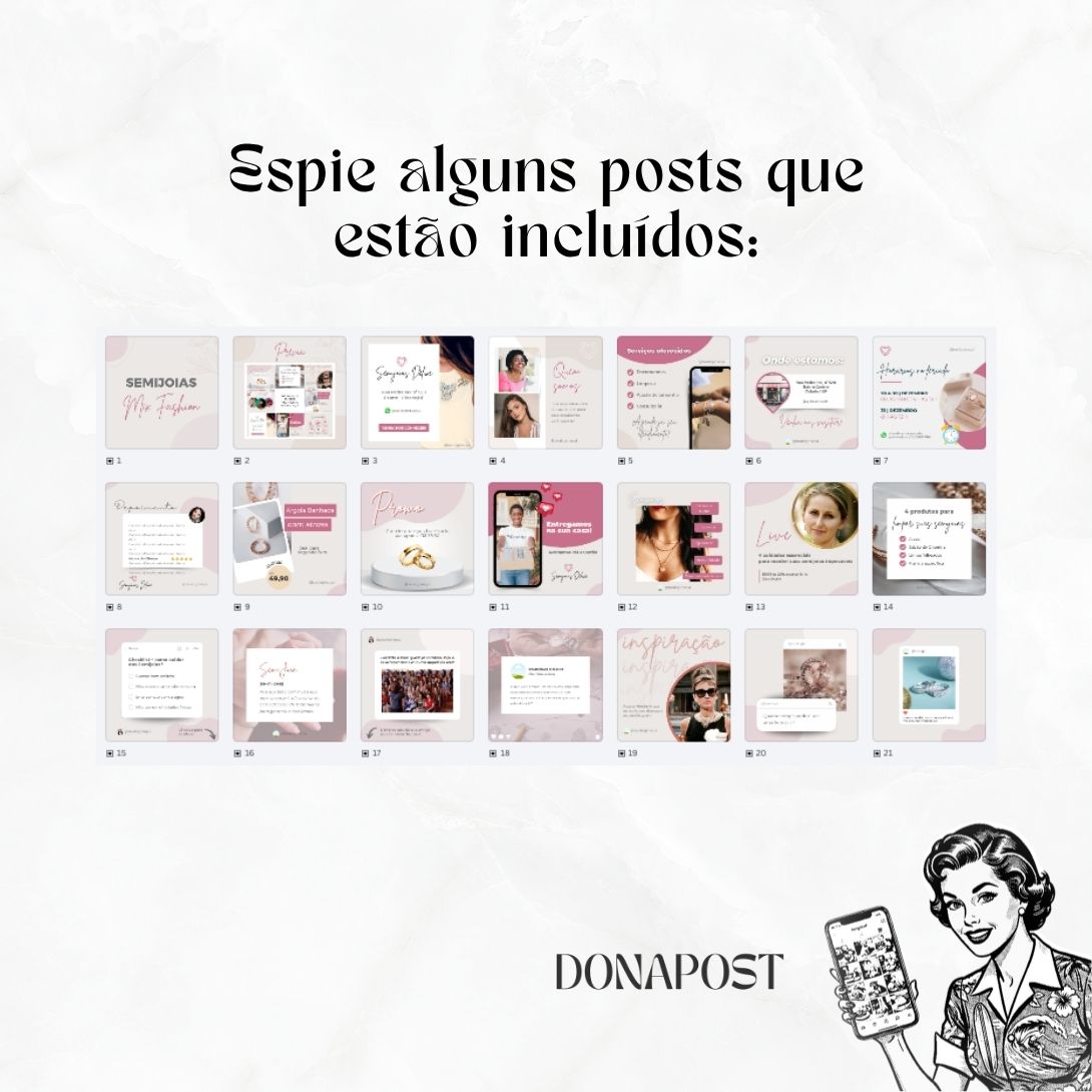 Posts Editáveis para Semijóias | 35 posts prontos