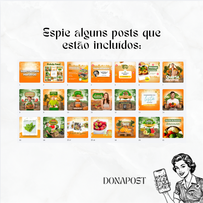 Posts Editáveis para Supermercado - Hortifruti | 35 posts prontos