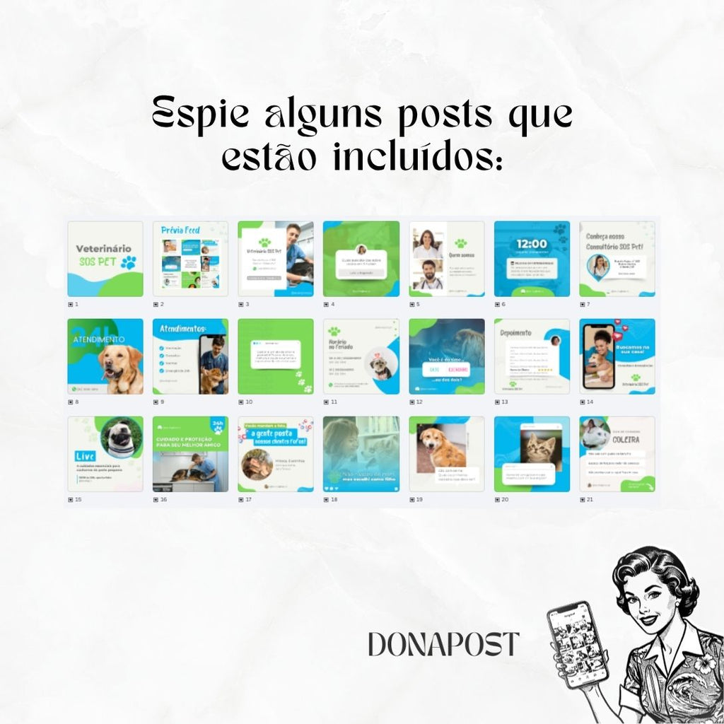 Posts Editáveis para Veterinária | 35 posts prontos