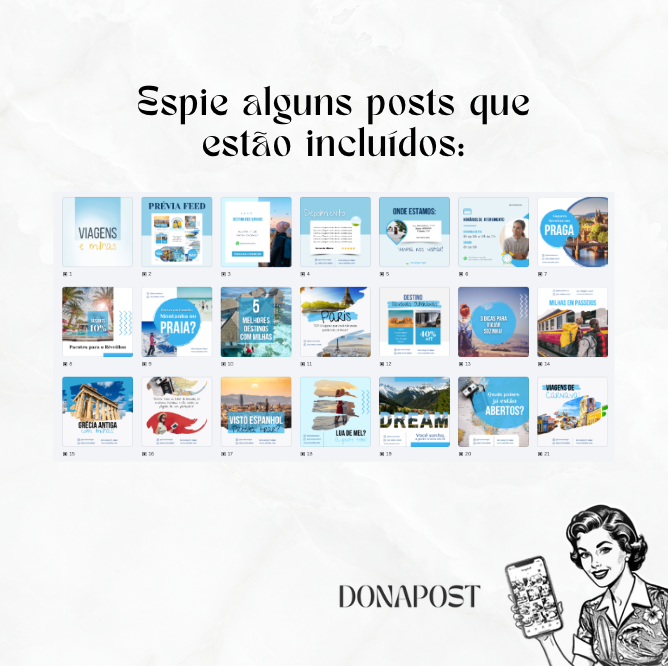 Posts Editáveis para Viagens e Milhas | 35 posts prontos